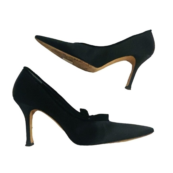 MANOLO Blahnik Satin Bow Pump High Heels SZ 40 US 10 - Picture 5 of 15